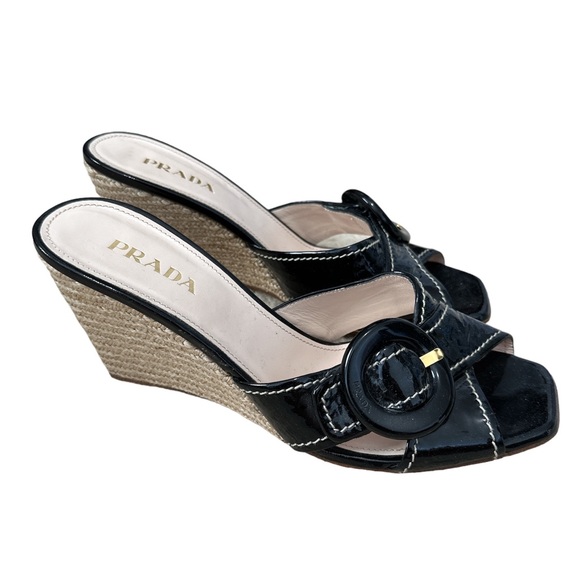 Authentic Prada Sandals Wedges Used Condition - Picture 1 of 4